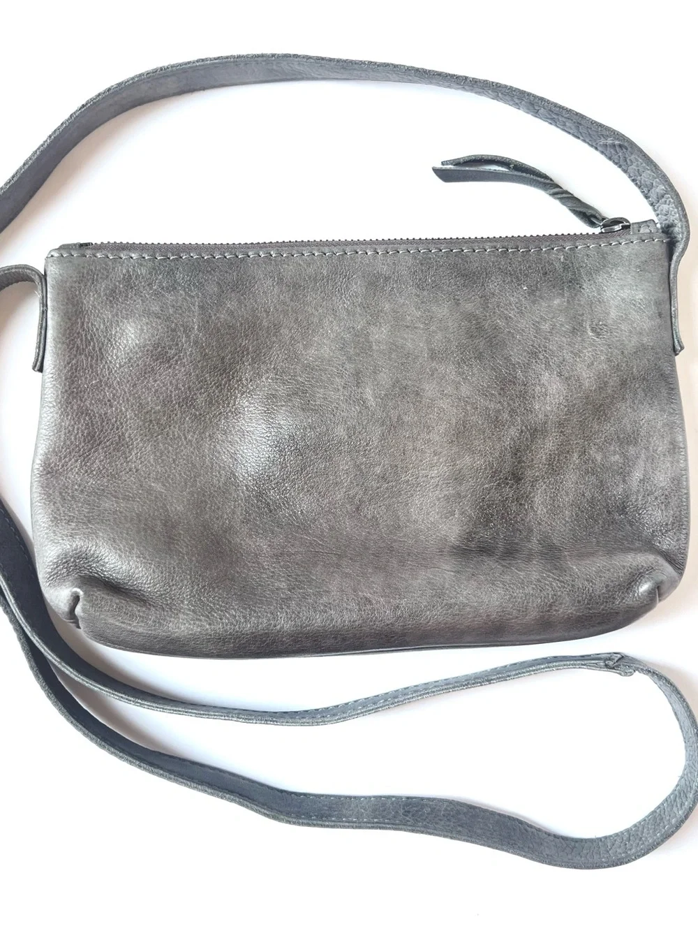 R.P.S. Rock Paper Scissors Genuine Leather Distressed Crossbody Bag in Gray